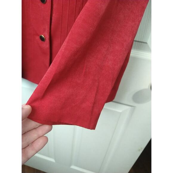 Leslie Fay Woman 20WP Shacket With Scarf Professional Career Red Collared Button - Picture 4 of 10